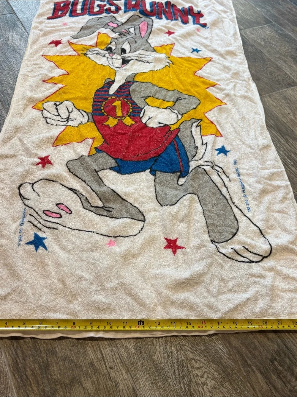 Vintage Jay Franco Beach Towel Bugs Bunny 100% Cotton 70's Retro 49”x25”